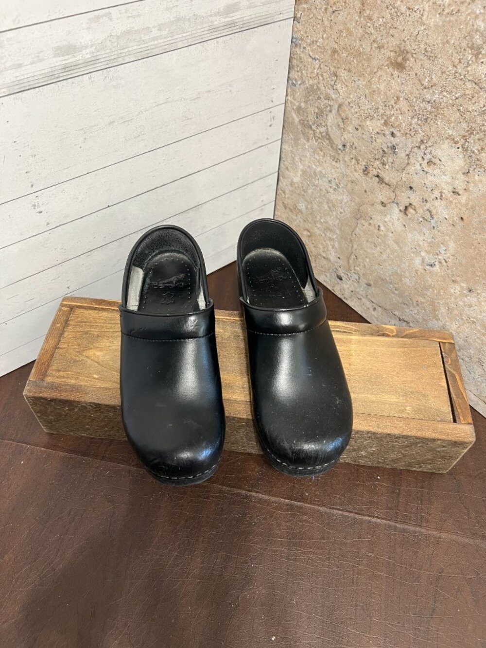 Dansko Black Leather Platform Shoes - Size 39